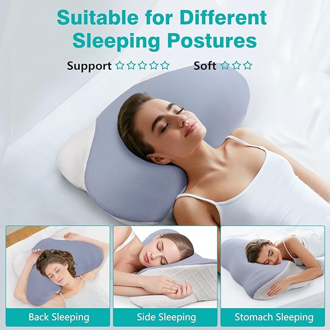 Cozyhealth Cervical Pillow for Pain Relief Sleeping, Ergonomic Contour Memory Foam Neck Pillow for Sleeping, Orthopedic Bed Pillow Side Sleeper Pillow Memory Foam Pillows for Back & Stomach Sleepers