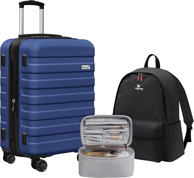 Zebra 20" Expandable Carry-On, Lightweight Hardshell Suitcase with Spinner Wheels, Navy Blue