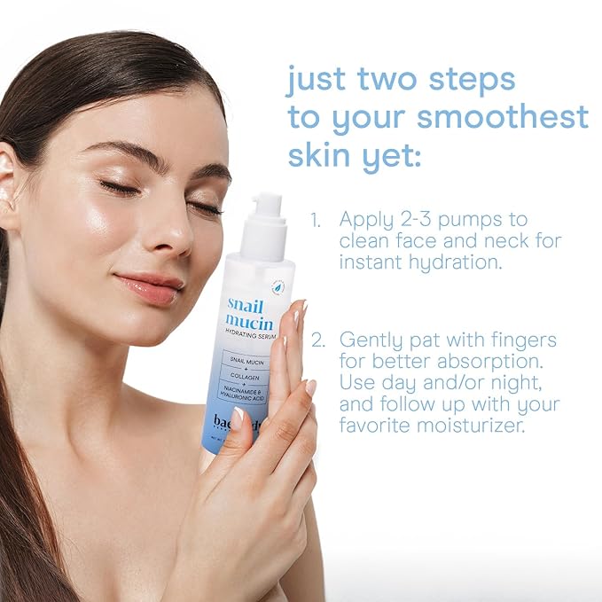Baebody Snail Mucin Serum Moisturizer - Hydrating Serum for Face with Collagen - Snail Mucin Moisturizer for Youthful Skin - Korean Skin Care Inspired, Skincare Beauty Products for Women (3.38 fl oz)