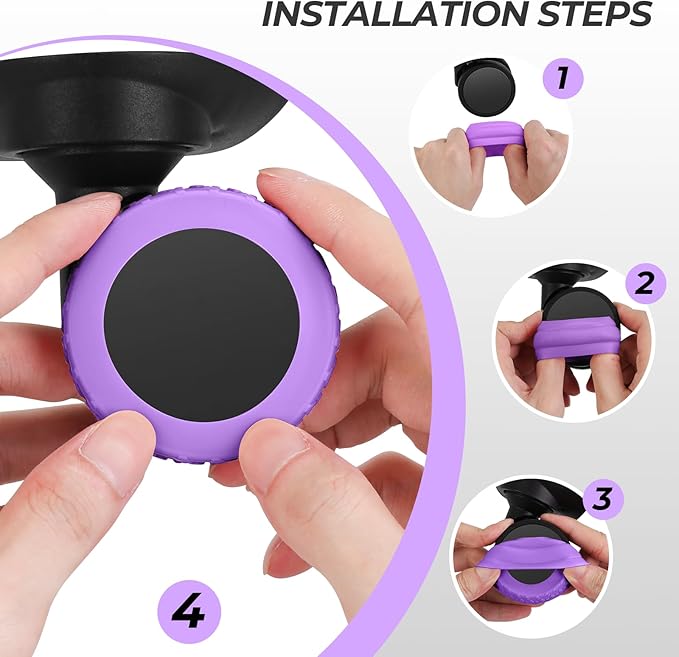 8-Piece Silicone Luggage Wheel Covers-For Dual-Row Spinner Wheels (2.0"-2.4") Diameter Only-Reduces Noise and Prevents Scratches-Designed for Wheels with a Top Clearance Greater Than 0.12"(Purple)