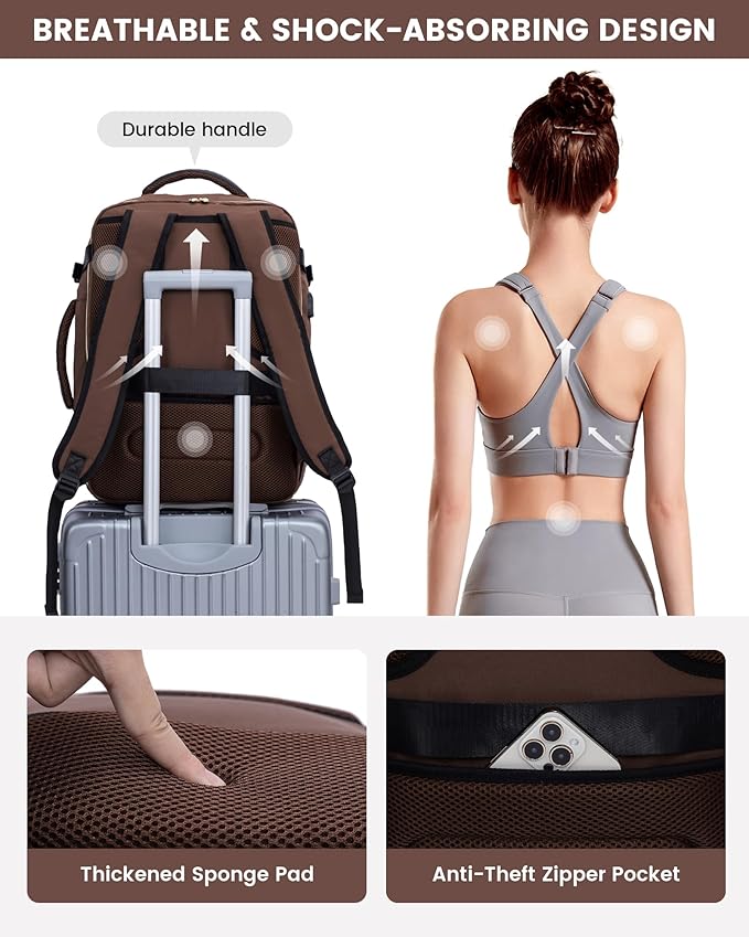 LOVEVOOK Large Travel Backpack for Women, TSA Carry on Backpack for Airplanes, 40L Personal Item Travel Bag for Women fits 17" Laptop,Waterproof Carry on Bag Airplane Approved with 3 Packing Cubes