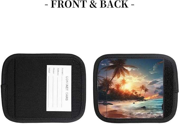 Luggage Handle Wraps Tropical Hawaii Palm Tree Sea Beach Luggage Identifiers Soft Neoprene Luggage Handle Wraps For Suitcase Trolley Handle Grip Cover 2 Pack Luggage Tags