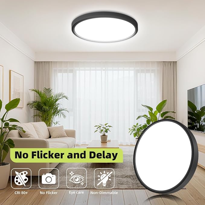 hepside LED Flush Mount Ceiling Light, 15Inch 30W LED Ceiling Lights Fixture,5 Color Temperatures in One,Ultra-Thin Flush Mount Light Fixture for Closet Bathroom Hallway Bedroom Laundry