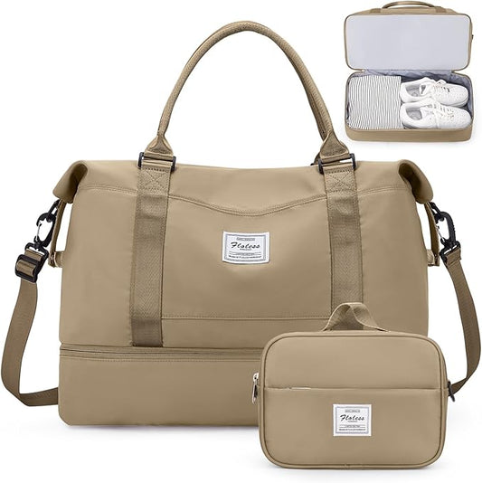 Weekender Bags for Women,Personal Item Travel Bag with Shoes Compartment,Overnight Travel Duffel Bag with Toiletry Bag,Medium