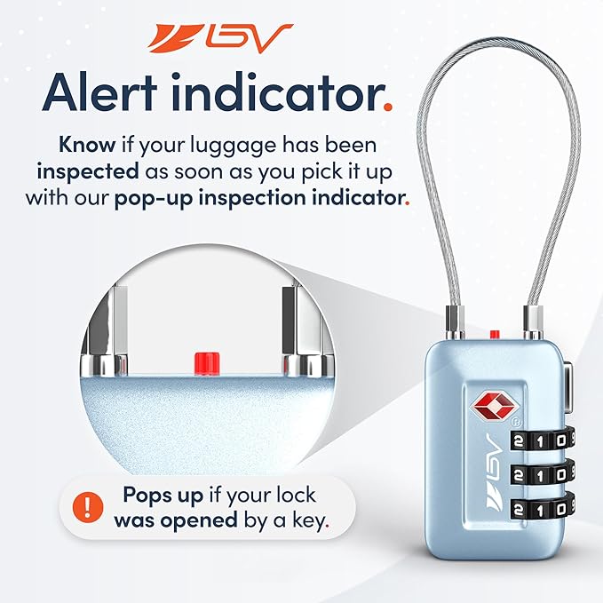 TSA Accepted Luggage Travel Lock, Set-Your-Own Combination Lock for School Gym Locker, Luggage Suitcase Baggage Locks, Filing Cabinets, Toolbox, Case (Arctic Blue, 1 Pack)