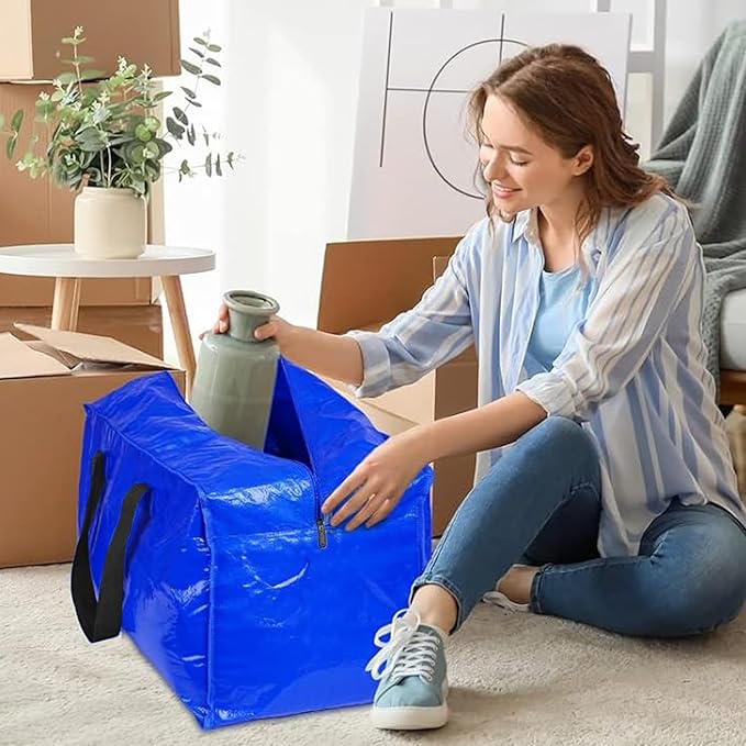Extra Large Moving Bags with Strong Zippers & Carrying Handles, Storage Bags Storage Totes for Clothes, Moving Supplies, Space Saving Oversized Storage Bag Organizer for Moving, Traveling (4 Pack)