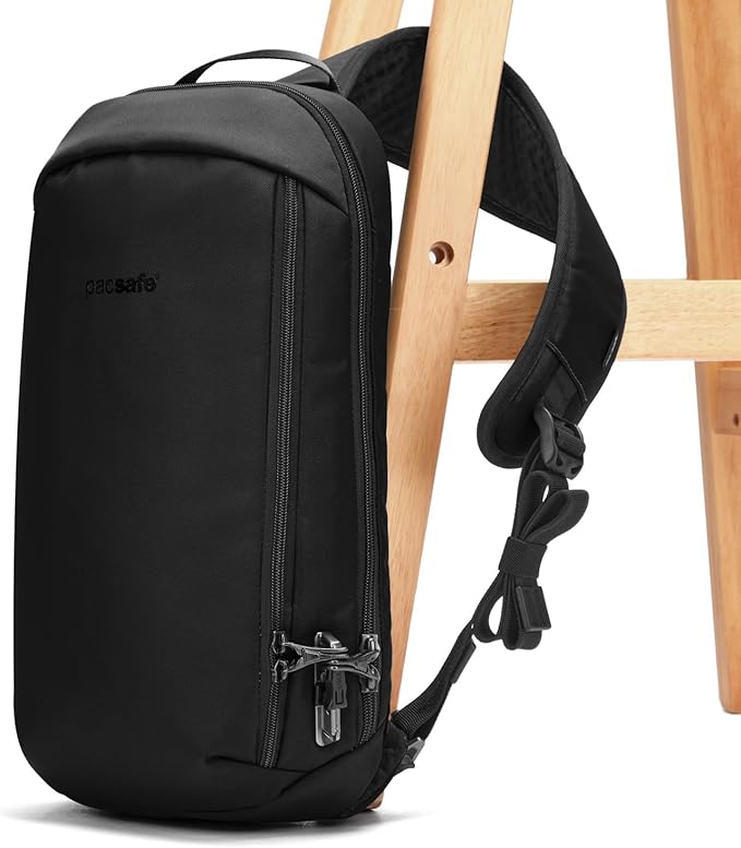 Pacsafe Vibe 325 10 Liter Anti Theft Sling Bag/Crossbody-Fits 13 inch Laptop Casual Daypack, Black, One Size