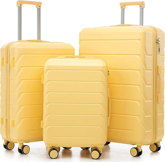 Luggage Sets, 3 ABS Hardshell Suitcase Spinner Wheels with Combination Lock