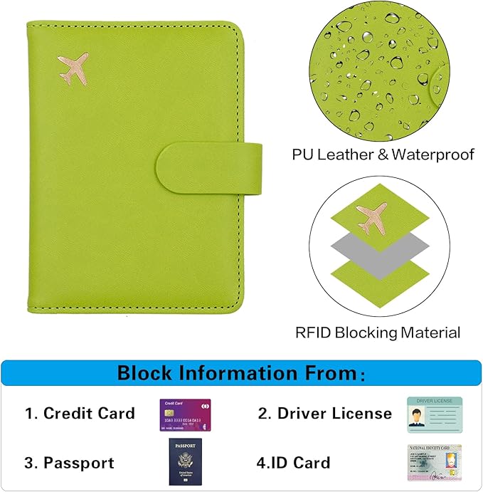Melsbrinna Premium Leather Passport Holder Covers Case, Waterproof Rfid Blocking Travel Wallet Passport Holder with Pen Holder, Cute Passport Book for Women/Men