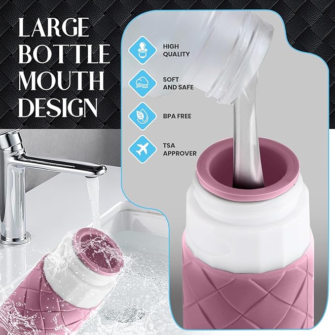 Travel Bottles for Toiletries, TSA Approved Silicone Travel Size Containers for Toiletries, BPA Free Leak Proof Refillable Essentials Accessories, Shampoo and Conditioner Bottles (Purple)