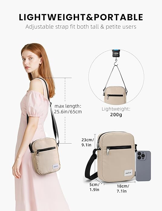 HALOVIE Small RFID Anti Theft Crossbody Bag Lightweight Sling Cross Body Bag Purse for Women Men for Travel Daily
