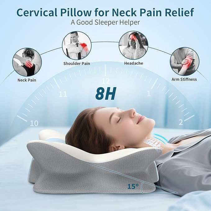 Cervical Pillow for Neck and Shoulder Pain Relief - Ergonomic Neck Pillow for Sleeping, Contour Memory Foam Pillows Side Sleeper Pillow for Neck Support, Bed Pillow for Side Back Stomach Sleepers