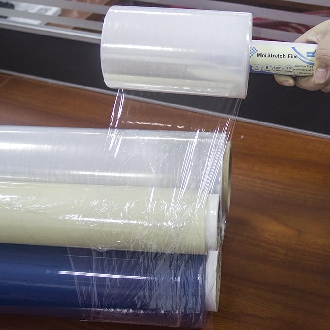 Clear Stretch Wrap 6"×1000' Plastic Wrap Roll for Moving Shipping Wrap,Industrial Strength Shrink Packing Wrap Heavy Duty Stretch Film with Handle