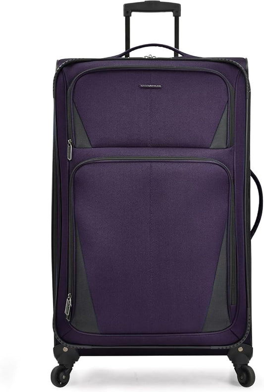 U.S. Traveler Aviron Bay Expandable Softside Luggage with Spinner Wheels, Purple, Large 31-Inch