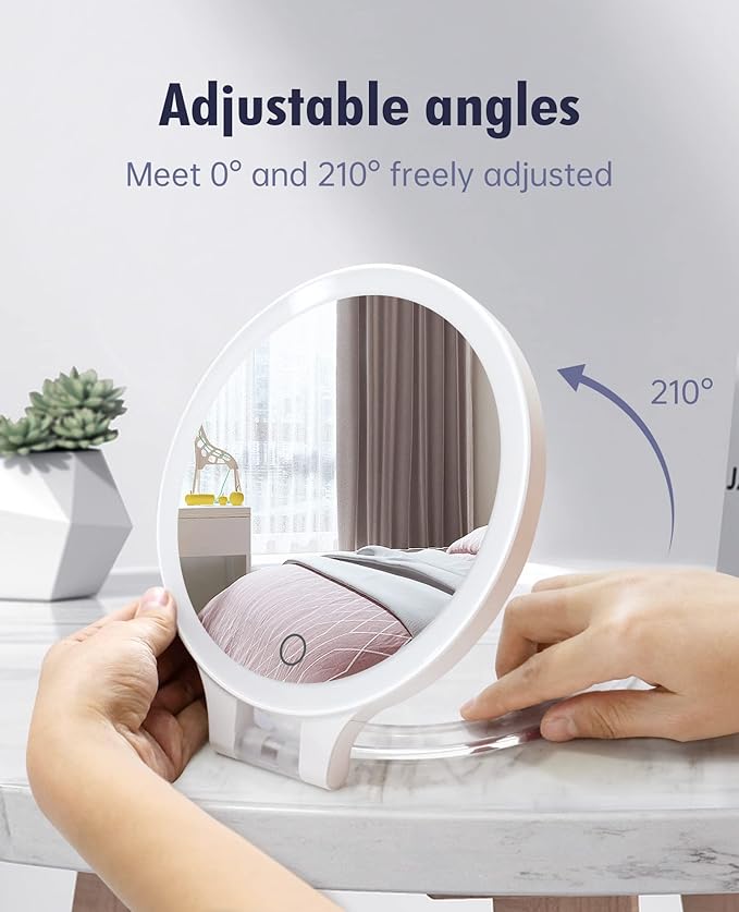 FASCINATE Magnifying Mirror 30X 1X Double Sided Magnification Makeup Vanity Mirror Rechargeable Lighted Mirror with 3 Color Lighting Modes Adjustable Rotation LED Vanity Desk Mirror