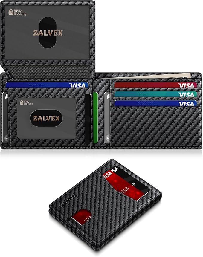 Wallet for Men Slim RFID Blocking Leather Credit Card Holder Wallet for 14 Cards, Bifold Minimalist Thin Wallet with 2 ID Windows & Cash Slot, Front Pockt Carteras Para Hombres, Birthday Gifts for Men