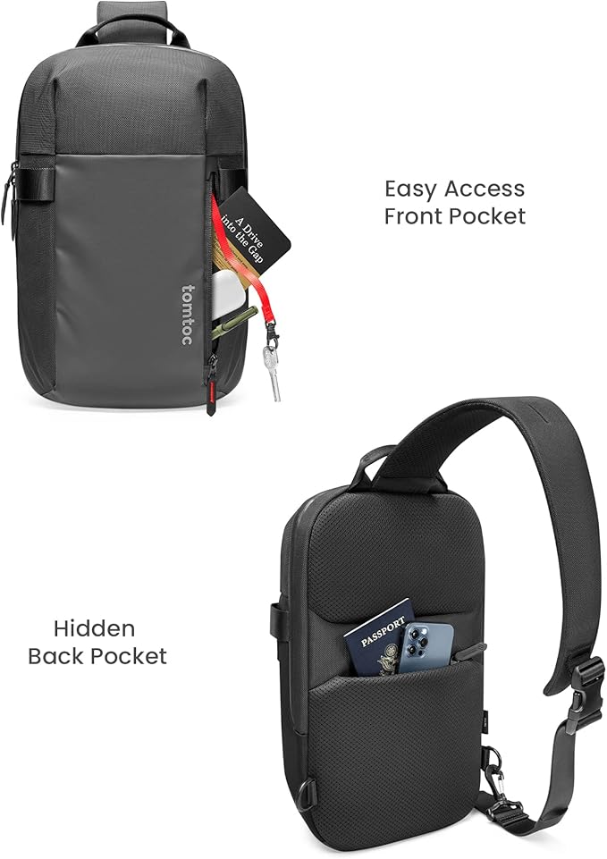 tomtoc 7L Sling Backpack Crossbody Bag for Men Women, EDC Daypack Chest Shoulder bag for 14-inch MacBook Pro M5 Pro/Max, 13" MacBook Air/Neo, 13" iPad Air M4/Pro M5, Organized, Daily Use, Work, Travel
