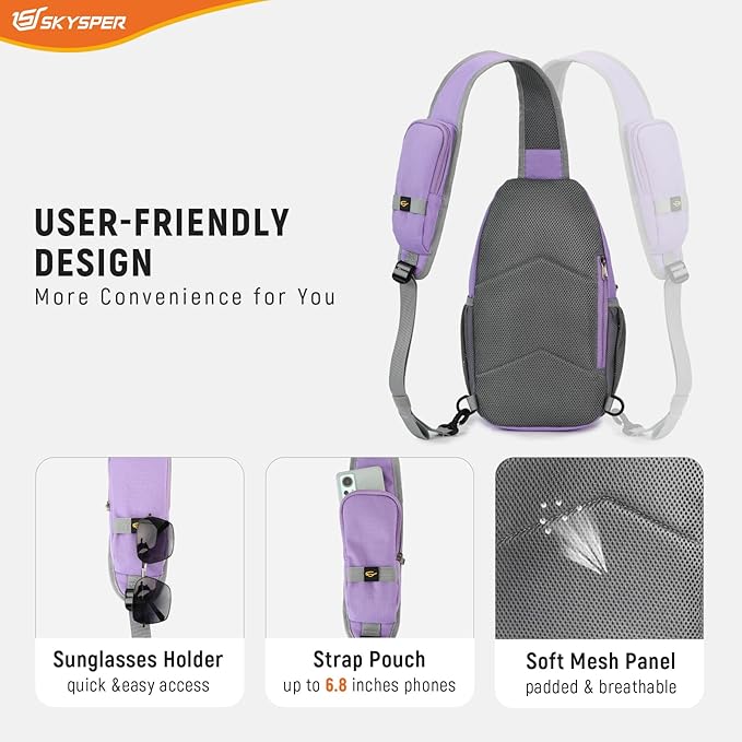 SKYSPER Sling Bag RFID Cross Body Bag Recycled Crossbody Backpack Travel Daypack