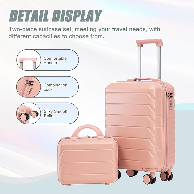 Hardshell Luggage, Lightweight Durable ABS Suitcase, 20/14 Inch Luggage
