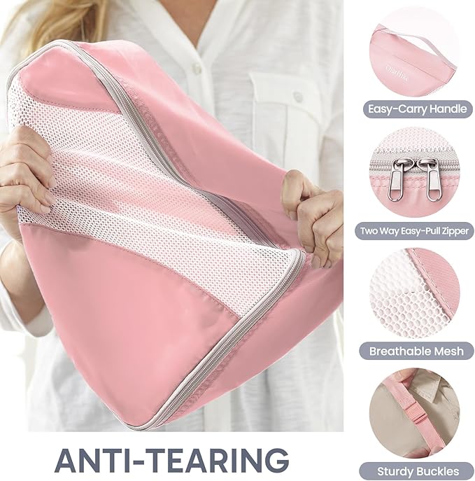 10 Set Packing Cubes for Travel, Gifts for Women Mom,Anti-Tearing Suitcase Organizer for Luggage with Shoe & Hanging Toiletry Bag,OlarHike Vacation Essentials & Accessories for Cruise Ship