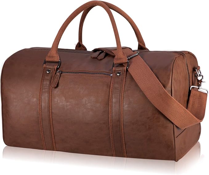 seyfocnia Oversized Duffle Travel Bag Waterproof Leather Weekend Bag Large Carry On Large Carry On Hangbag for Mens or Women