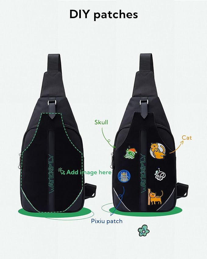 WATERFLY Medium Crossbody Sling Backpack Anti Theft Backpack for Traveling Chest Shoulder Bag