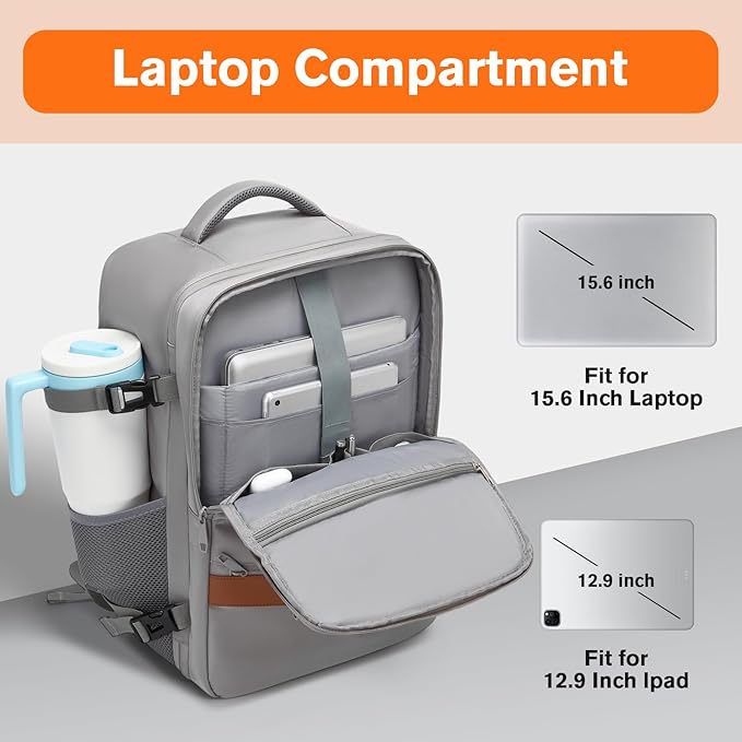 Practical Laptop Backpack, Next-Gen Bag for School Work Leisure & Travel, Luggage-Style Fashional Pack (Gray, 35L)