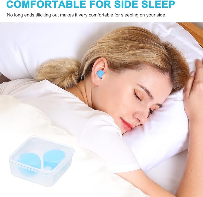 Reusable Silicone Ear Plugs, Waterproof Noise Cancelling EarPlugs for Sleeping, Mowing, Swimming, Airplanes, Concerts