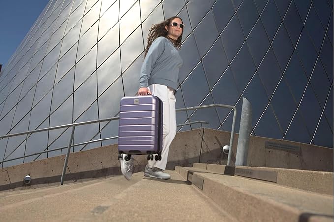 Skyway Epic 2.0 Hardside Lightweight and Durable ABS Shell Luggage, Spacious with 8-Wheel Spinners, Comfort Grip with Telescoping Handle, Men and Women, Silver Lilac, 2-Piece Set (20,24)