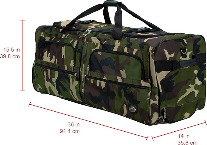 Rockland Rolling Duffel Bag, Black, 22"