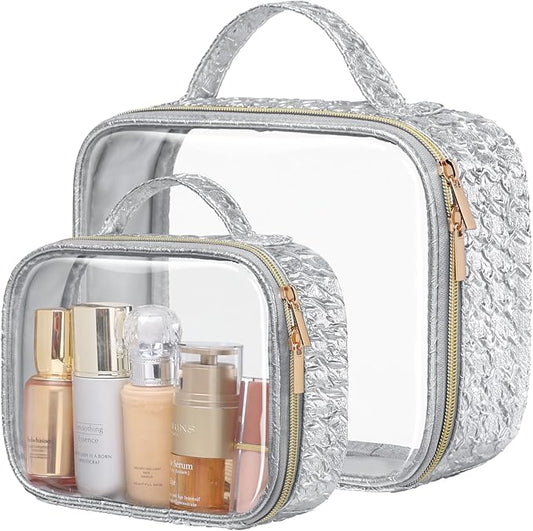 PACKISM Clear Makeup Bag - TSA Approved Toiletry Bag for Carry-on & Checked Luggage, Water Resistant Car Storage Organizer with Reinforced Seams
