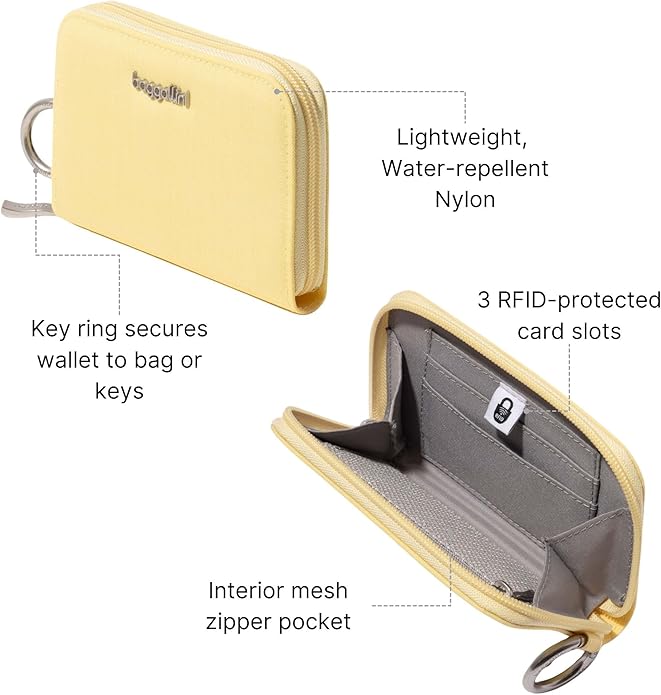Baggallini Deluxe Card Case - Lightweight 5.5"x3.3" RFID Protected Womens Wallet Card Holder