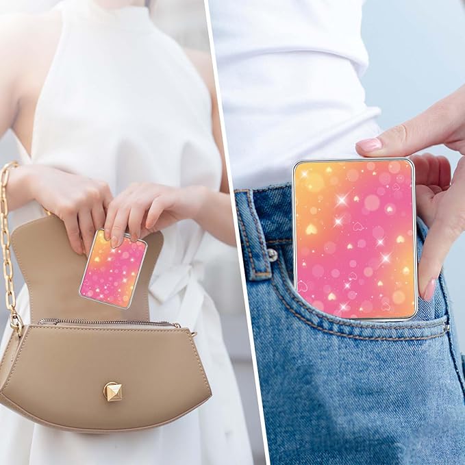Pocket Mirror, Small Travel Mirror with Magnification, Portable Double-Sided Magnifying Cosmetic Mirror for Daily (Glittering)
