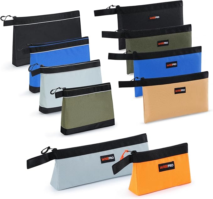 Zipper Tool Pouches, Multi-Purpose Utility Tool Bags Organizer for Small Hand Tools, Screws, Nails, Hardware, Pliers & Wrenches, Storage Pouch Set for Electricians, Plumbers, HVAC & Mechanics