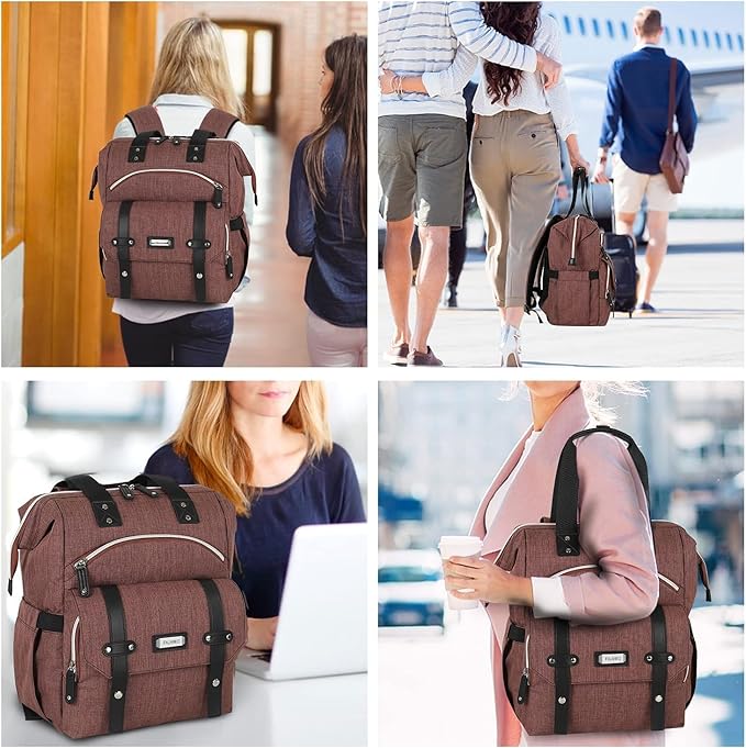 FALANKO Laptop Backpack for Women,Work Doctor Nurse Teacher Travel Backpack for 15.6 Inch Laptop with RFID Anti-theft Water Resistant College Purse Business Computer Bookbag