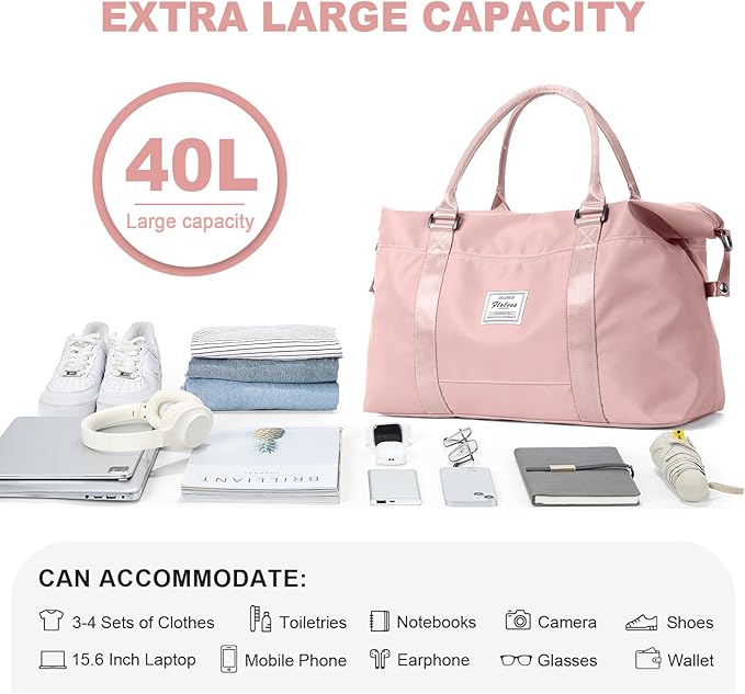 HYC00 Travel Duffel Bag,Carry-on Overnight Weekender Bags for Women,Sports Tote Gym Bag with Wet Pocket