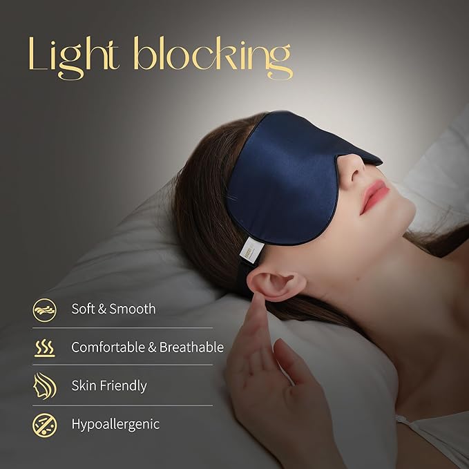 ZIMASILK 2 Pack 100% Natural Silk Sleep Mask, Adjustable Super-Smooth Soft Eye Mask for Sleep, Multiple Color Options (Navy Blue + Pink)