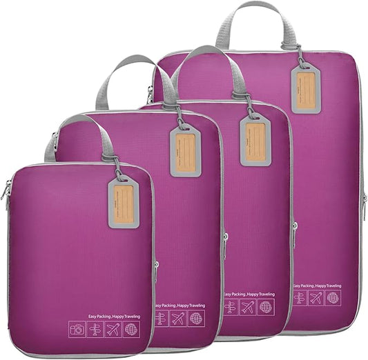 Cambond Compression Packing Cubes for Travel - Lightweight Expandable Travel Bags Luggage Organizers Travel Essentials Compression Cubes for Travel Space Saver for Carry on Suitcases Organizer
