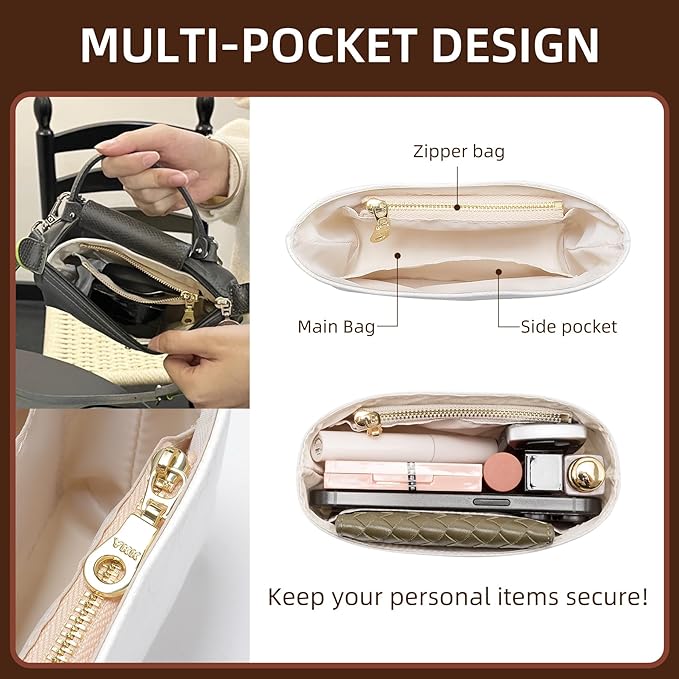 Doxo Purse Organizer Insert for Longchamp Le Pliage XS and More, Lightweight Waterproof DupontPaper Bag Inner Linner Shaper, Keeps Bags Shaped & Neat (White, Mini)