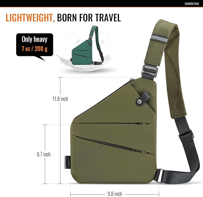 WANDER PLUS® Anti Theft Crossbody Bag, Shoulder Bag Anti-theft Design for Travel, Sport, Work