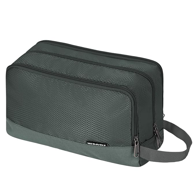 Toiletry Bag for Men Hanging Dopp Kit Water Resistant Shaving Bag Small Toiletry Bag for Traveling (Pure Gray)