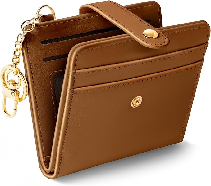 Jogjam Caramel Rfid Ladies Wallet, Small Slim Thin Compact Credit Card Women Wallet, PU Leather Bifold Cash Zipper Coin Pocket ID Window for Female Gifts