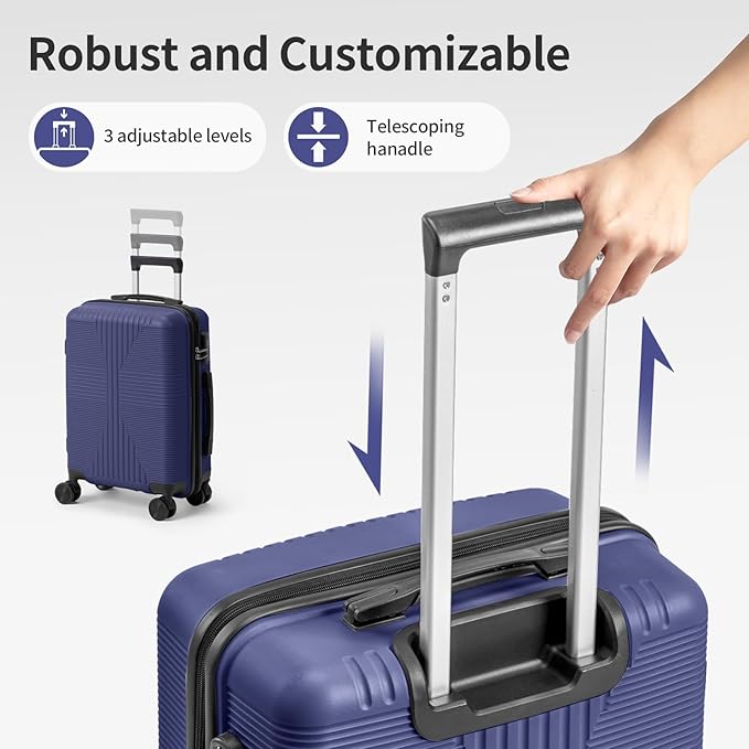 Karl home Luggage Sets 4 Piece, PP Hard Case Suitcase Set with Built-in Lock Spinner Wheels, Lightweight Durable Carry on Luggage for Business Travel - Blue (16/20/24/28")