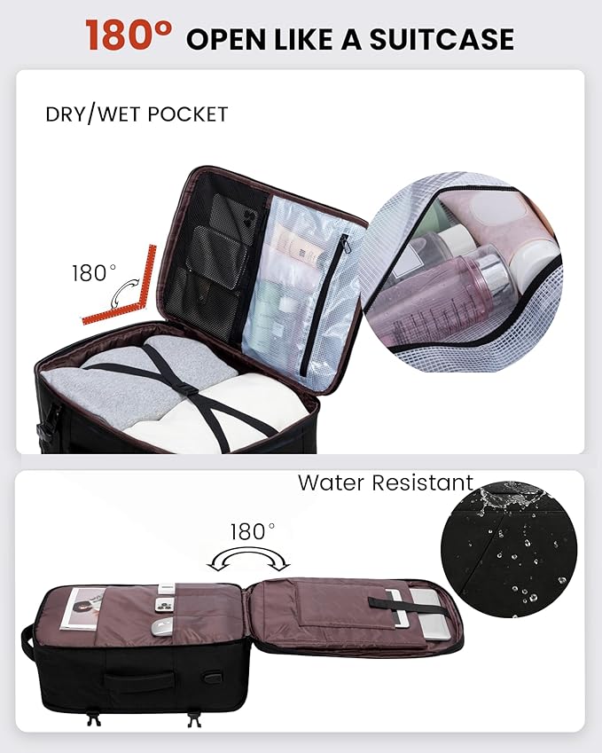 LOVEVOOK Travel Carry on Backpack, Large 40L Personal Item Travel Bag for Men & Women Flight Approved with 3 Packing Cubes, Suitcase Water Resistant Luggage Daypack Business Weekender Bag