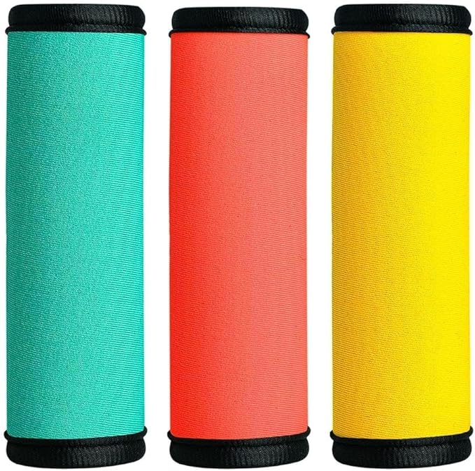 HEYSKAY 3pcs Neoprene Luggage Handle Wrap for Suitcase Identifier Travel Bag Wraps Luggage ID Tags Refrigerator Oven Door Handle Covers (Yellow/Blue/Rose)