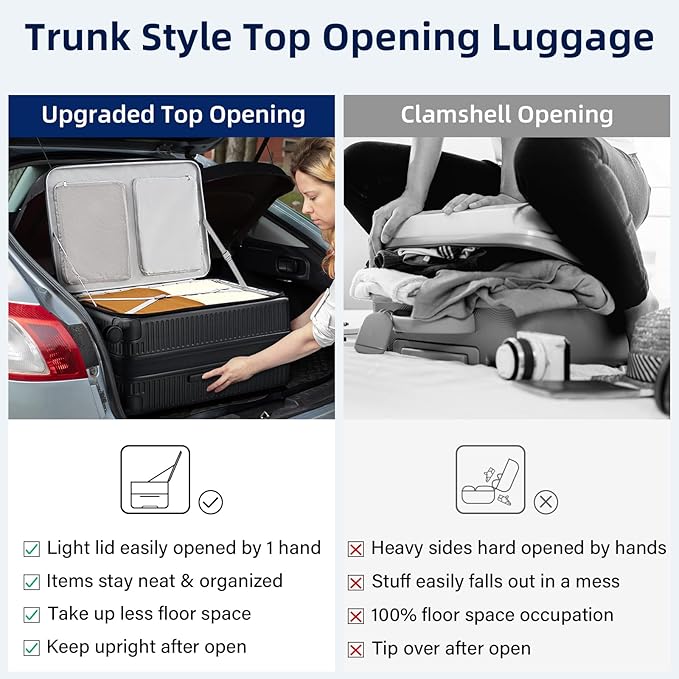Hard Shell Suitcases 28 Inch Large Checked Luggage with Spinner Wheels Cup Holder, Expandable Check in Luggage Lightweight Top Opening Luggage Big Rolling Suitcase with Lock, Black