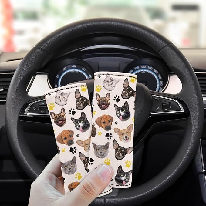 BIGCARJOB Set of 2 Pcs Luggage Handle Wraps with Cute Puppy Print Suitcase Handle Sleeve Cover Identifier Travel Bag Wraps Washable Trolley Case Grip Cover Set Travel Accessories