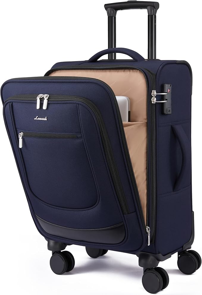 LOVEVOOK Carry On Luggage 22x14x9 Airline Approved, Softside Suitcase with Spinner Wheels for Men Women, 22 Inch Rolling Luggage with TSA Lock Multiple Compartments for Travel Business Trip