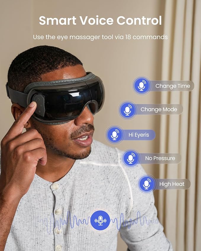 RENPHO Eye Massager with Heat and Cooling Voice Control, Mothers Day Gifts for Women Mom Her, FSA Eligible HSA, Massaging Eye Mask for Migraine Headache Dry Eyes and Stress Relief - Eyeris 3