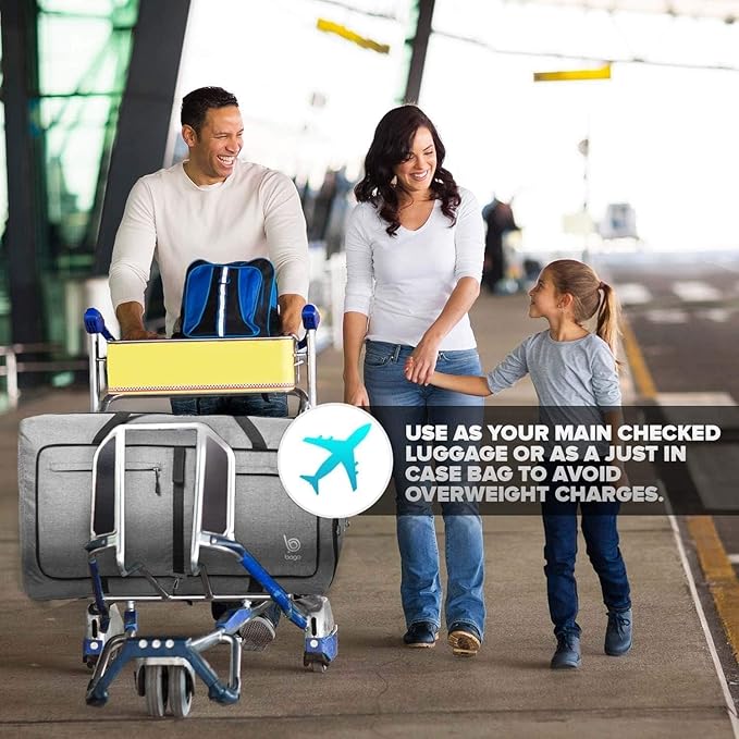 Bago Large Duffle Bag for Travel Women & Men. Durable Lightweight Foldable Travel Duffel Bags For Traveling Women. 80L Duffle Bags For Overnight Bag With Shoe Compartment Collapsible Weekender duffel